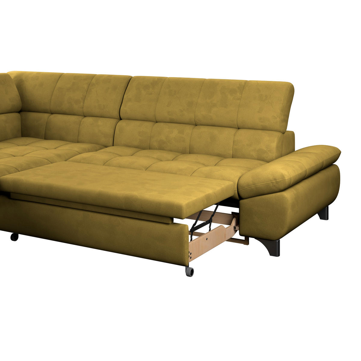 ECKSOFA Senfgelb Chenille  - Chromfarben/Senfgelb, KONVENTIONELL, Textil/Metall (234/312cm) - Livetastic