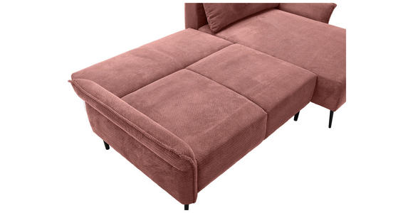 ECKSOFA Altrosa Chenille  - Schwarz/Altrosa, KONVENTIONELL, Textil/Metall (255/164cm) - Carryhome