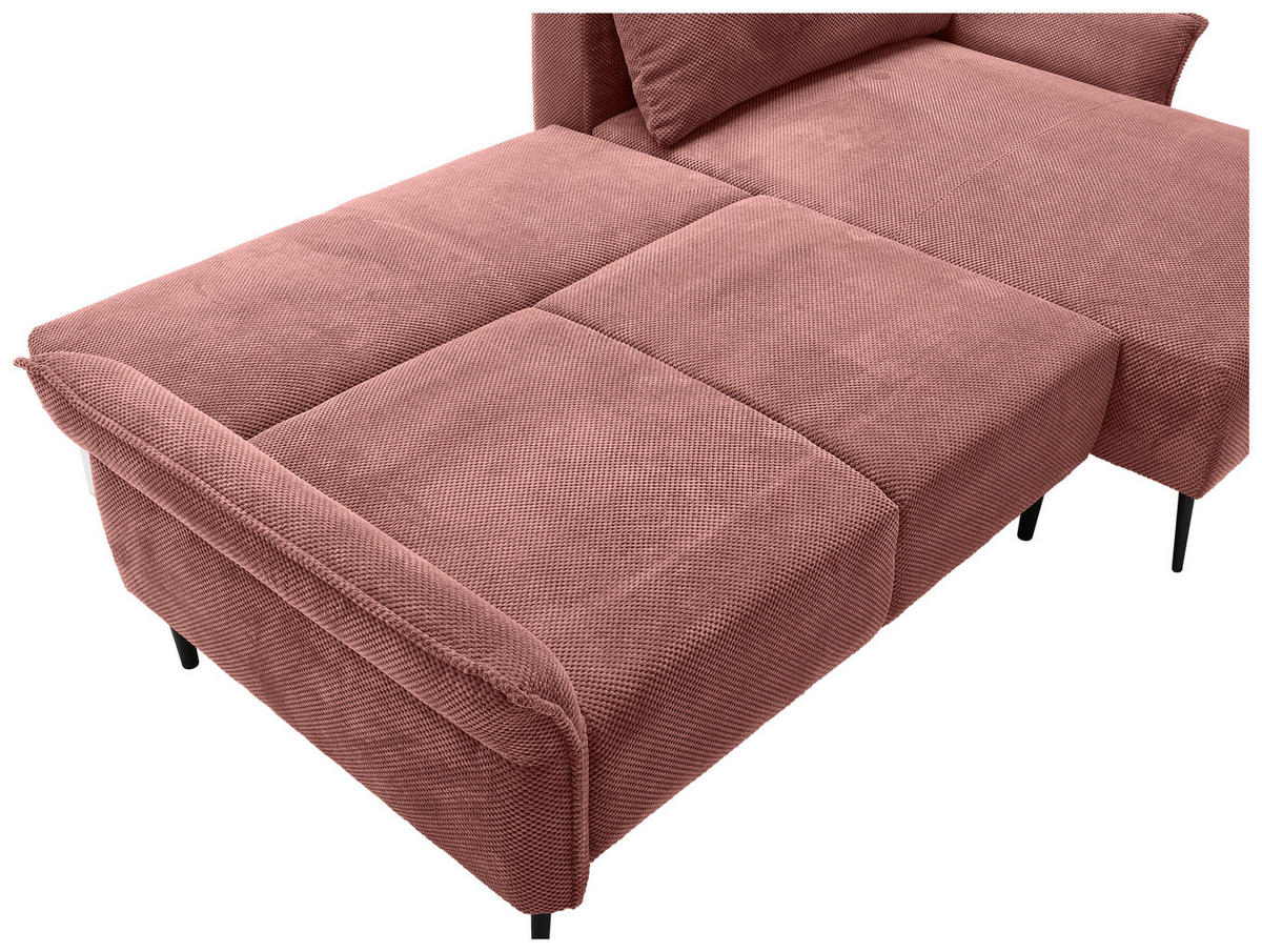 ECKSOFA Altrosa Chenille  - Schwarz/Altrosa, KONVENTIONELL, Textil/Metall (255/164cm) - Carryhome