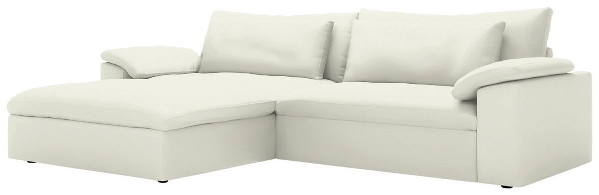 ECKSOFA  Chenille Creme  - Creme/Schwarz, Modern, Kunststoff/Textil (198/306cm) - Carryhome