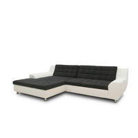 ECKSCHLAFSOFA MORTON Schwarz Mikrofaser  - Chromfarben/Schwarz, MODERN, Textil/Metall (304/200/84cm) - MID.YOU