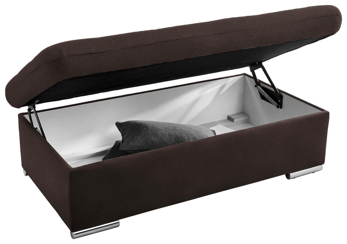 HOCKER Flachgewebe Dunkelbraun  - Dunkelbraun/Silberfarben, Design, Textil/Metall (137/43/74cm) - Cantus