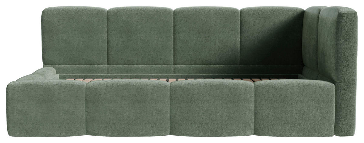 POLSTERBETT 90/200 cm,  in Grün, Lattenrost, Bettkasten,  - Schwarz/Grün, Design, Holz/Textil (90/200cm) - Chameo