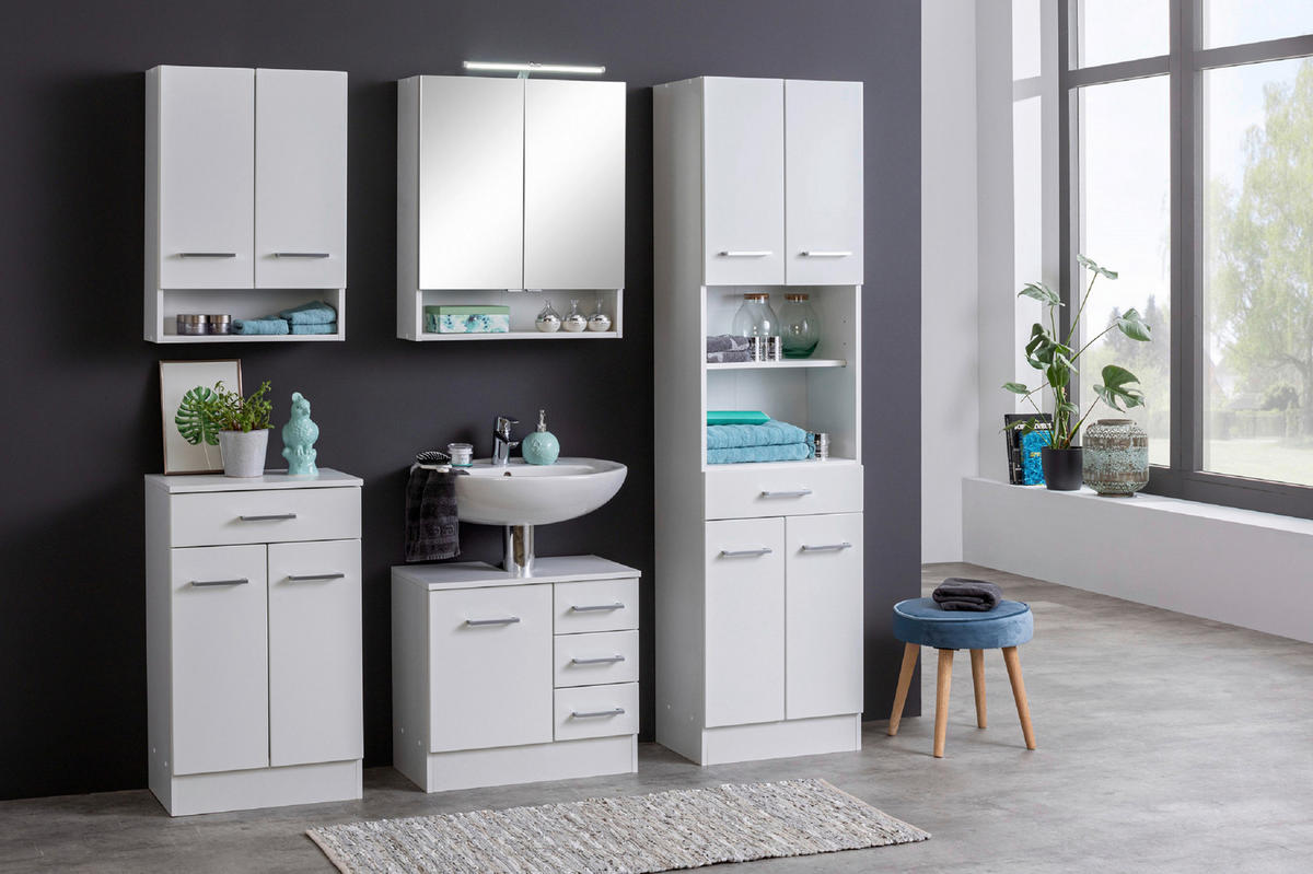 WASCHBECKENUNTERSCHRANK 60/56/35 cm  - Chromfarben/Weiß, MODERN, Holzwerkstoff/Metall (60/56/35cm) - Held