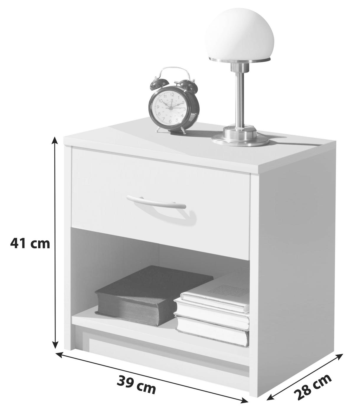 NACHTSCHRANK 39/41/28 cm  - Silberfarben/Nussbaumfarben, Basics (39/41/28cm) - P & B