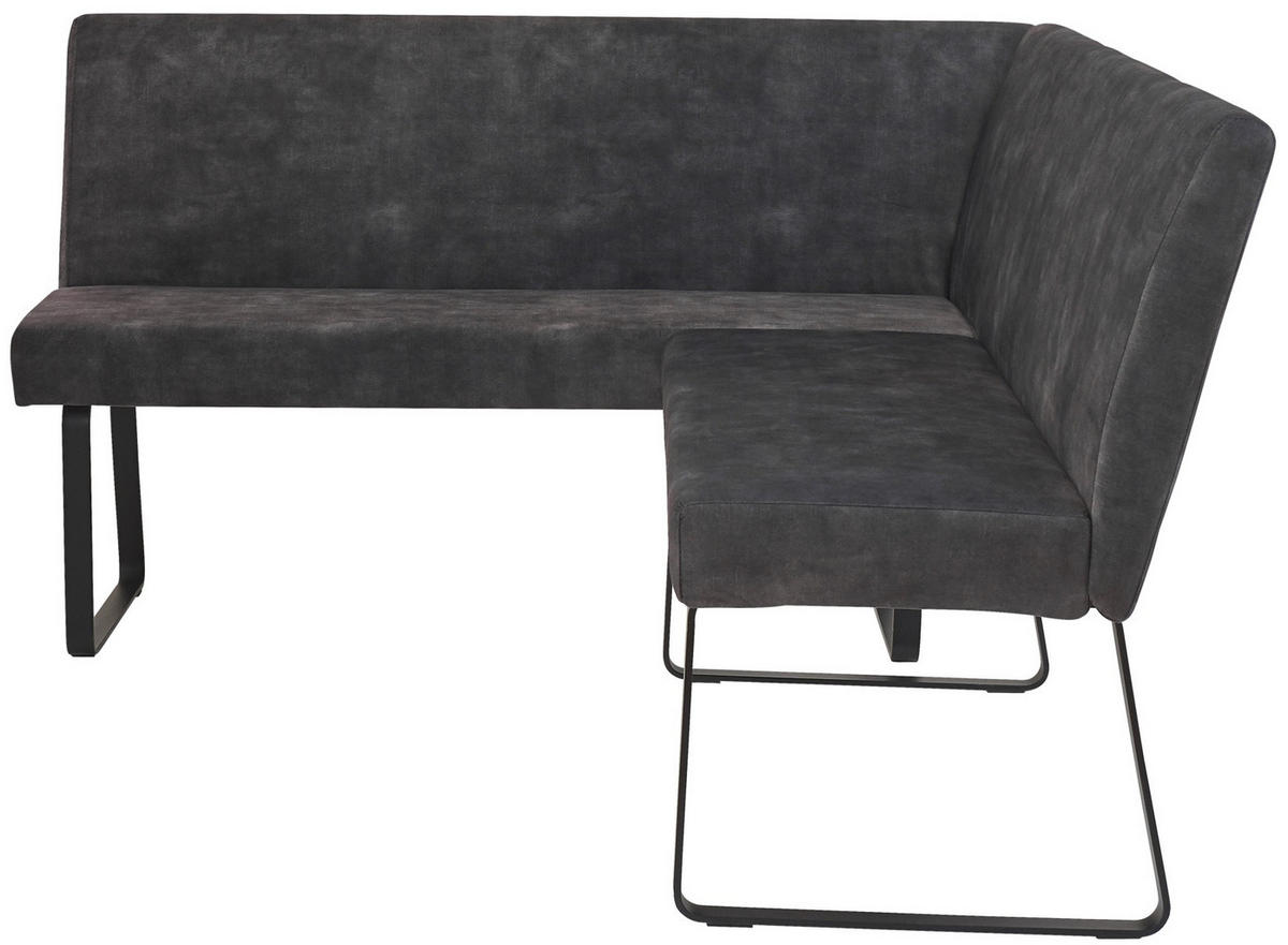 ECKBANK 155/197 cm Samt Dunkelgrau   - Dunkelgrau/Schwarz, LIFESTYLE, Textil/Metall (155/197cm) - MID.YOU