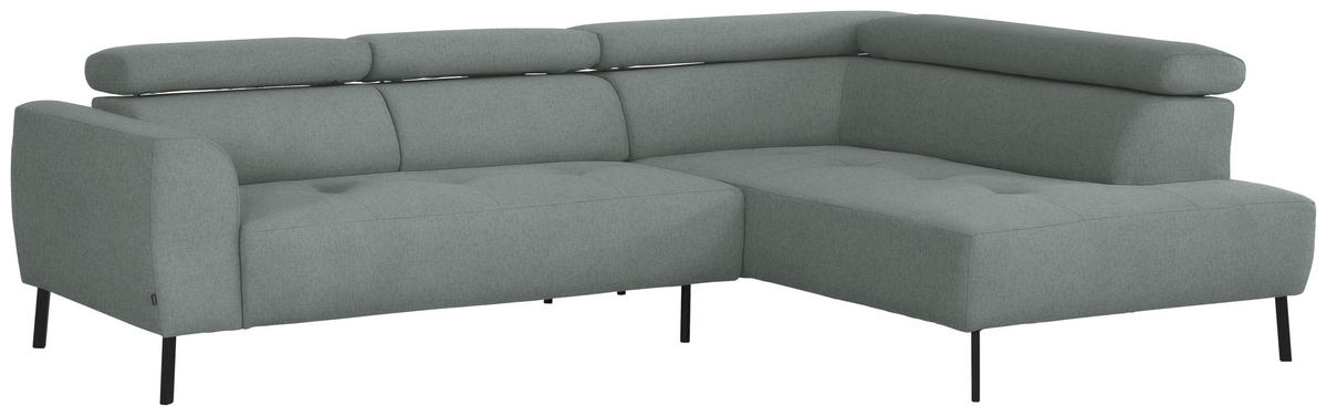ECKSOFA  in Chenille Silberfarben  280/205 cm  - Silberfarben/Schwarz, Design, Textil/Metall (280/205cm) - Xora