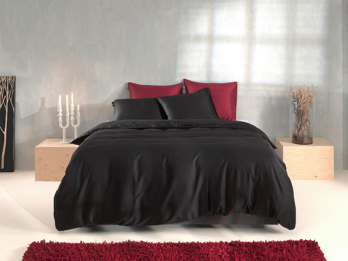 BETTWÄSCHE Satinado Makosatin 155/220 cm  - Schwarz, Basics, Textil (155/220cm)