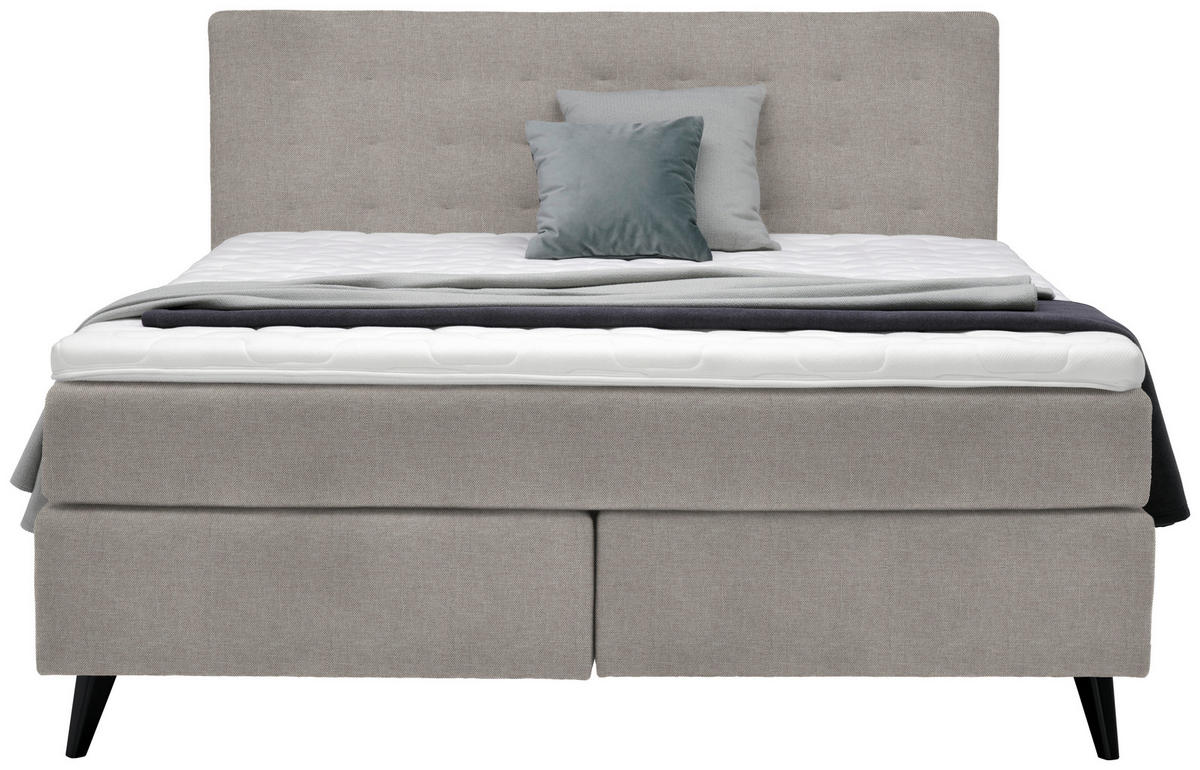 BOXSPRINGBETT 180/200 cm  in Greige  - Greige/Schwarz, Konventionell, Holz/Textil (180/200cm) - Voleo