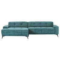 ECKSOFA in Cord Petrol  - Petrol/Schwarz, Konventionell, Textil/Metall (165/295cm) - Carryhome