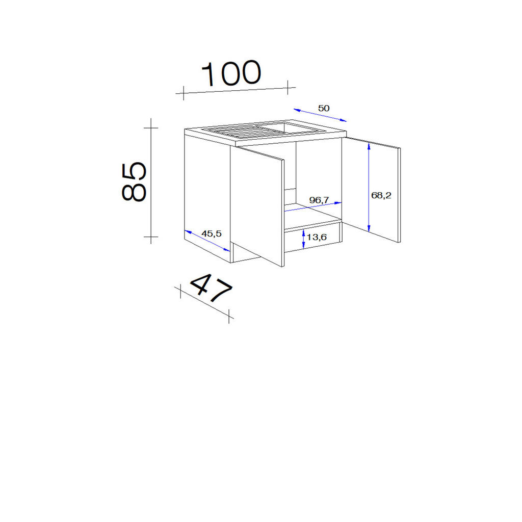 Thumbnail - FlexWell Spülenunterschrank, Weiß, Kunststoff, einzeln stellbar, 100x85x50 cm, Made in Germany, individuell planbar, Küc...