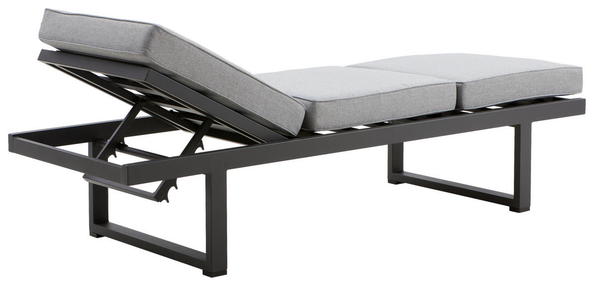 GARTENBANK 202/82/70 cm  Aluminium  - Anthrazit/Hellgrau, MODERN, Textil/Metall (202/82/70cm) - Ambia Garden