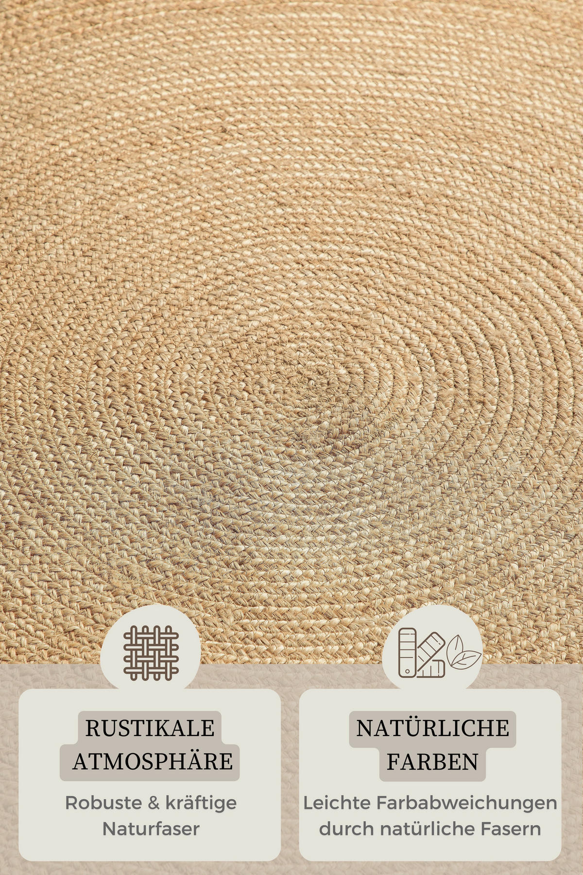 JUTETEPPICH 100 cm Jute Braided Honig, Hellbraun  - Hellbraun/Honig, Design, Textil (100cm)