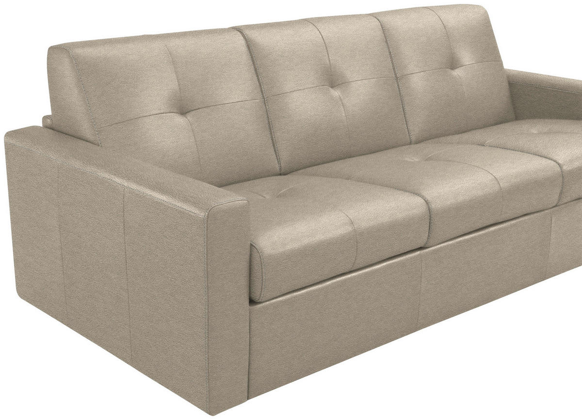 SCHLAFSOFA Beige  - Beige/Schwarz, Konventionell, Leder/Kunststoff (206/81/96cm) - Novel