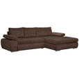 ECKSOFA in Flachgewebe Braun  - Chromfarben/Braun, Design, Kunststoff/Textil (294/173cm) - Carryhome