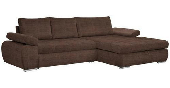 ECKSOFA Braun Flachgewebe - Chromfarben/Braun, Design, Kunststoff/Textil (294/173cm) - Carryhome
