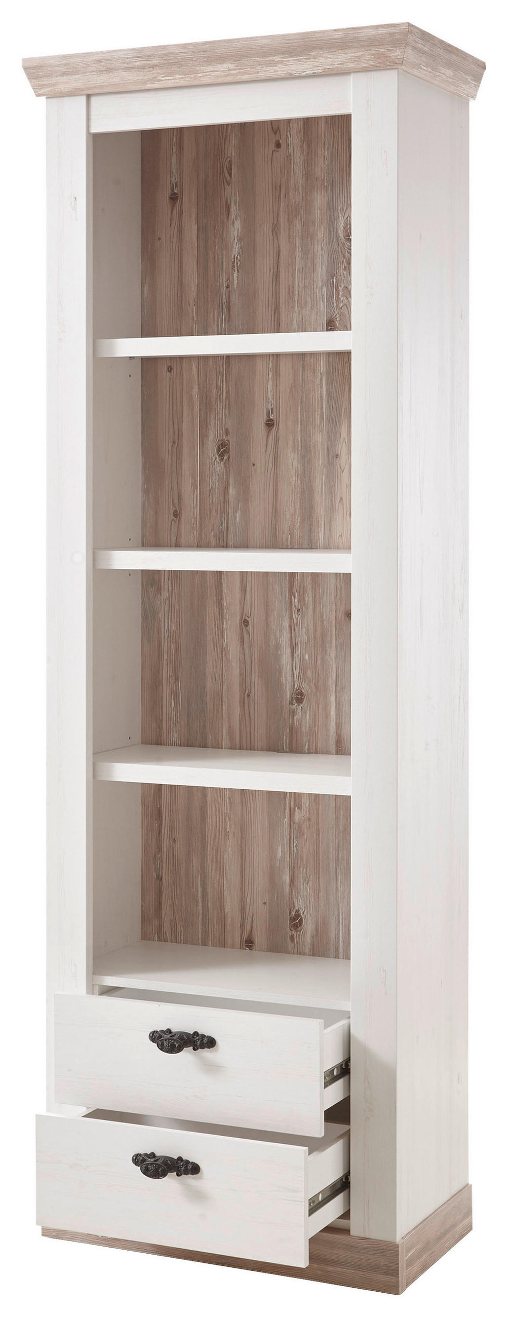 VITRINE in Pinienfarben  - Schwarz/Pinienfarben, Design, Holzwerkstoff/Metall (70/201/37cm) - MID.YOU