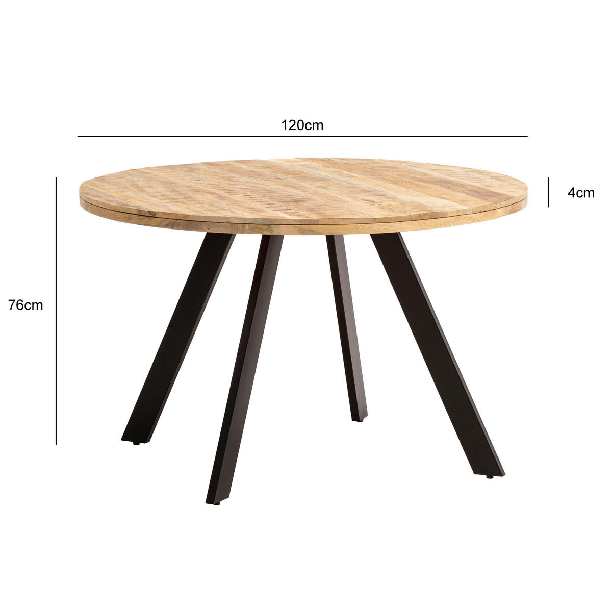 ESSTISCH in Holz 120/120/76 cm  - Schwarz/Braun, Design, Holz/Metall (120/120/76cm) - MID.YOU