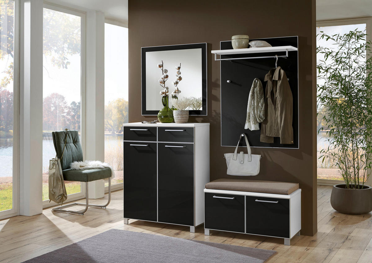 GARDEROBE 5-teilig  in 180/195/40 cm  - Weiss/Anthrazit, Design, Glas/Holzwerkstoff (180/195/40cm)