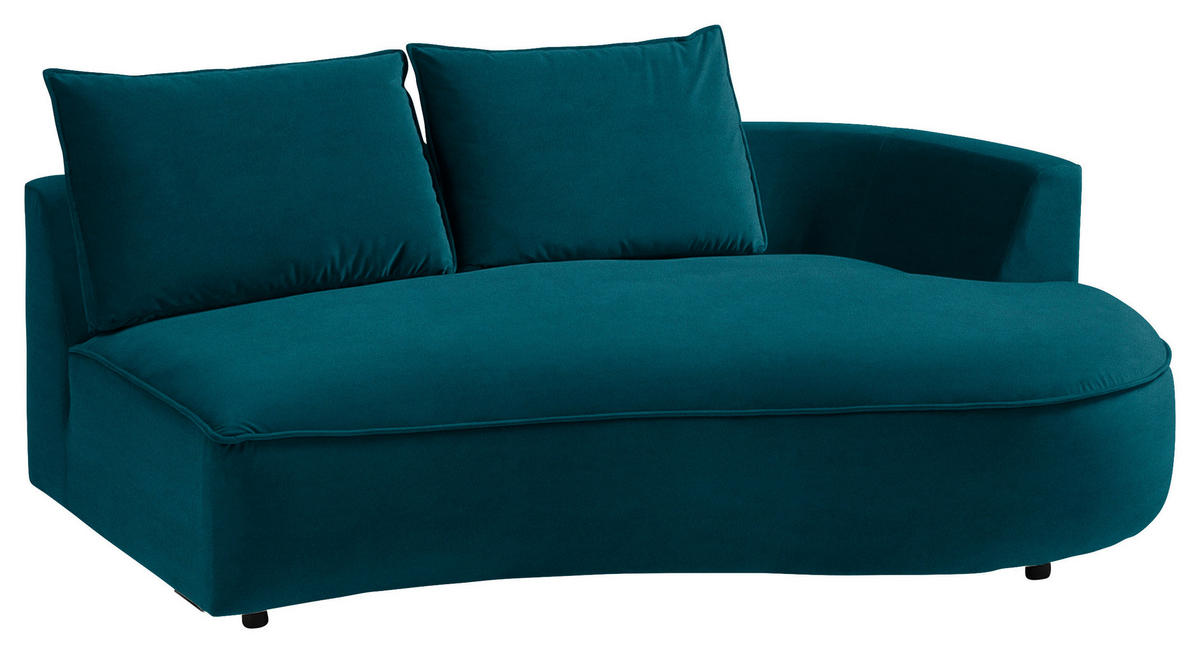 BIGSOFA Samt Petrol  - Petrol/Schwarz, Design, Kunststoff/Textil (154/82/322cm) - home24