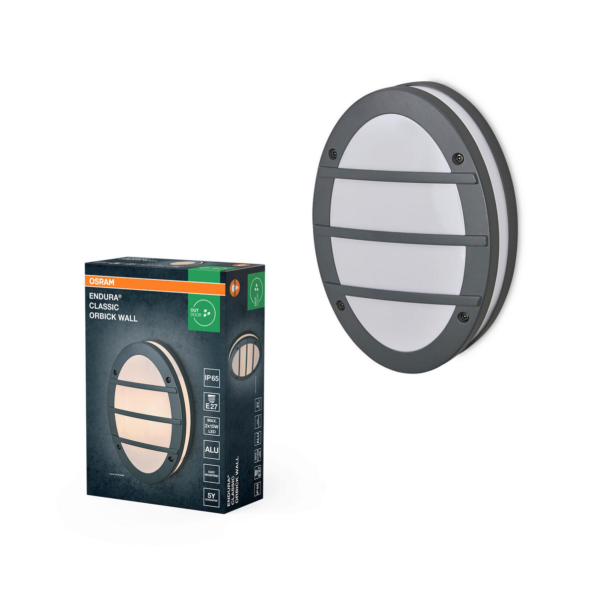 AUßENLEUCHTE 20/9,5/29 cm   - Dunkelgrau, Basics, Kunststoff/Metall (20/9,5/29cm) - Osram
