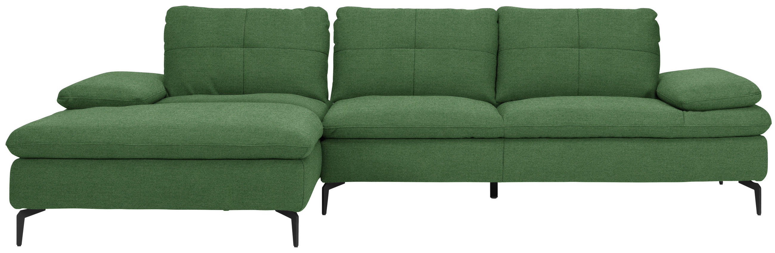 ECKSOFA  in Webstoff Grün  179/301 cm  - Schwarz/Grün, Design, Textil/Metall (179/301cm) - Chilliano