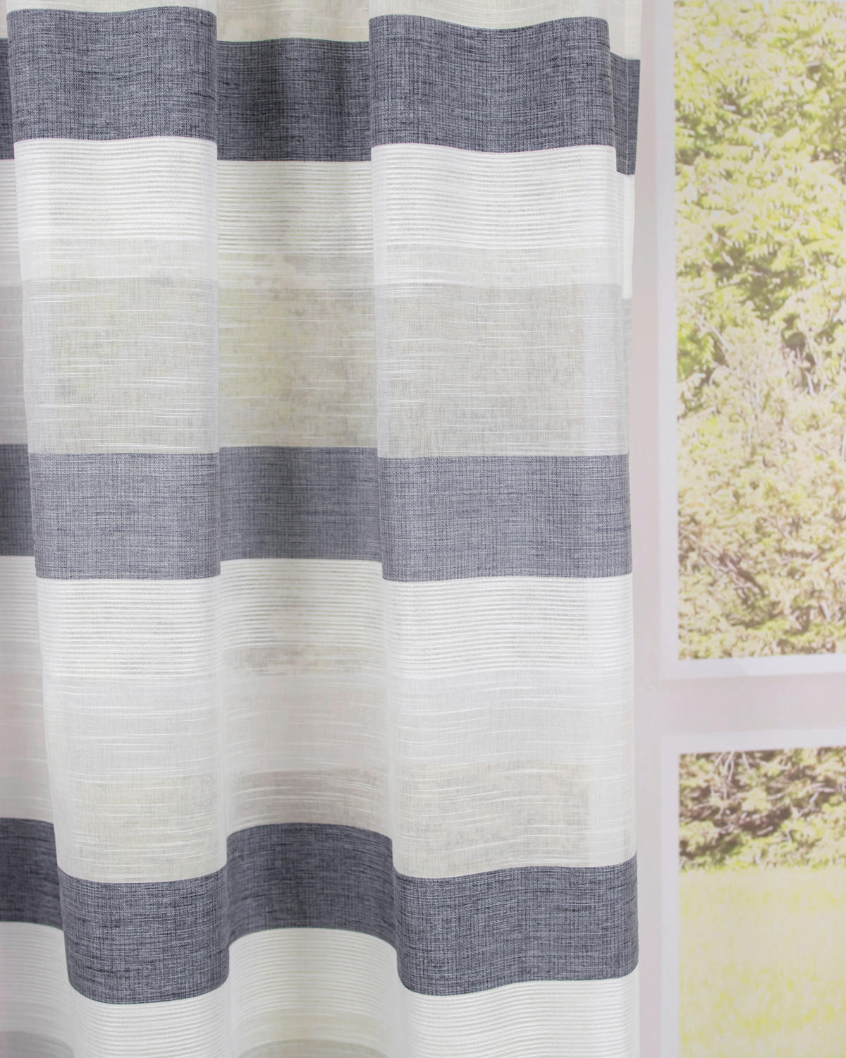 FERTIGVORHANG  halbtransparent  140/245 cm   - Hellgrau/Weiß, Basics, Textil (140/245cm)