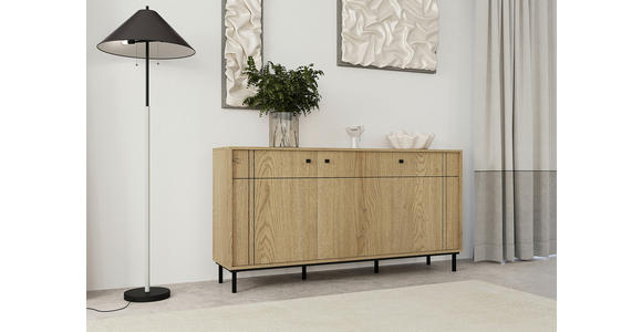 SIDEBOARD in 160,2/81,8/37 cm - Eichefarben/Schwarz, MODERN, Holzwerkstoff/Kunststoff (160,2/81,8/37cm) - Carryhome