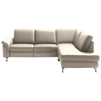ECKSOFA Echtleder Beige  - Chromfarben/Beige, Design, Leder/Metall (271/200cm) - Pure Home Lifestyle