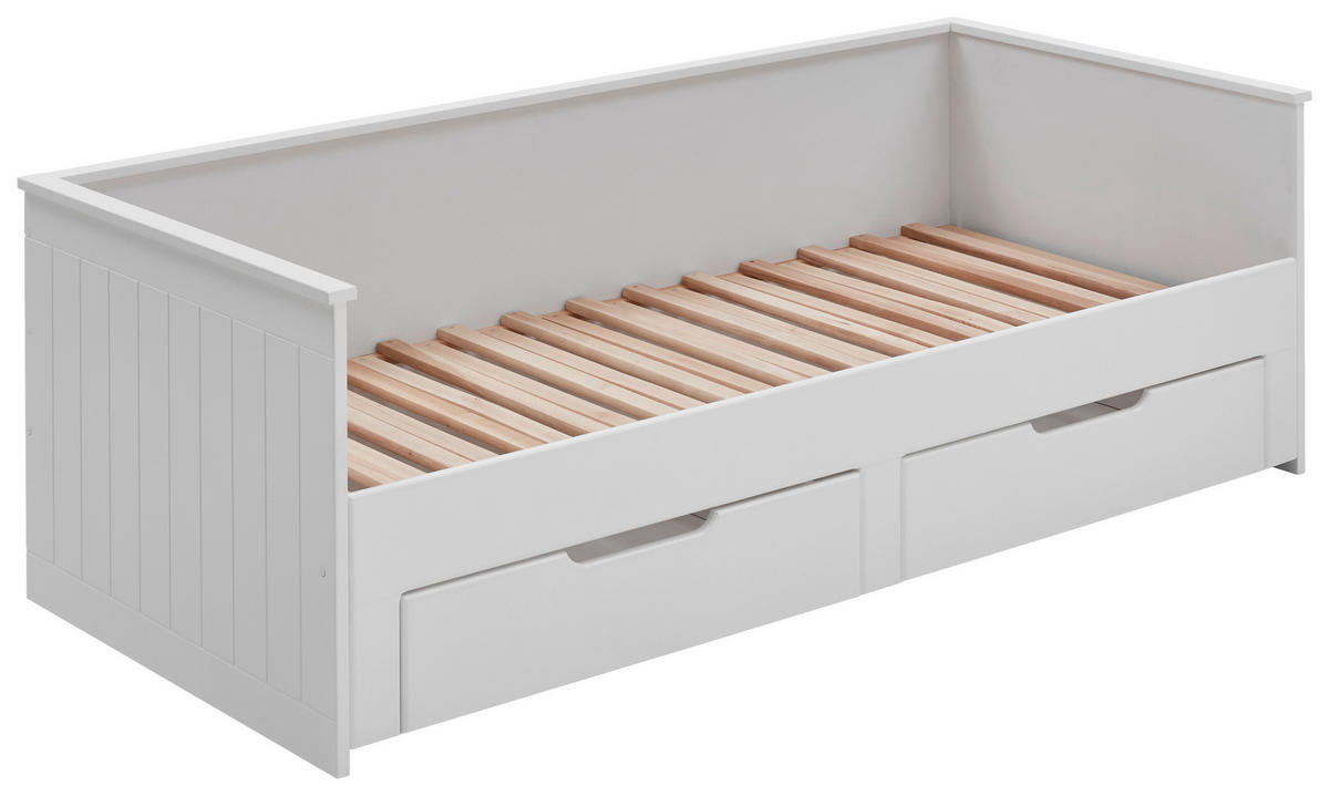 AUSZIEHBETT 90/200 cm  in Weiß  - Buchefarben/Weiß, Basics, Holz/Holzwerkstoff (90/200cm) - P & B