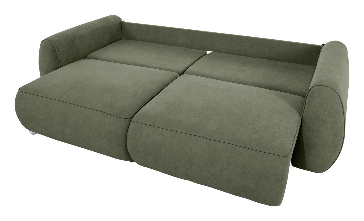 SCHLAFSOFA Chenille Grün  - Schwarz/Grün, Konventionell, Kunststoff/Textil (257/96/110cm) - Milino
