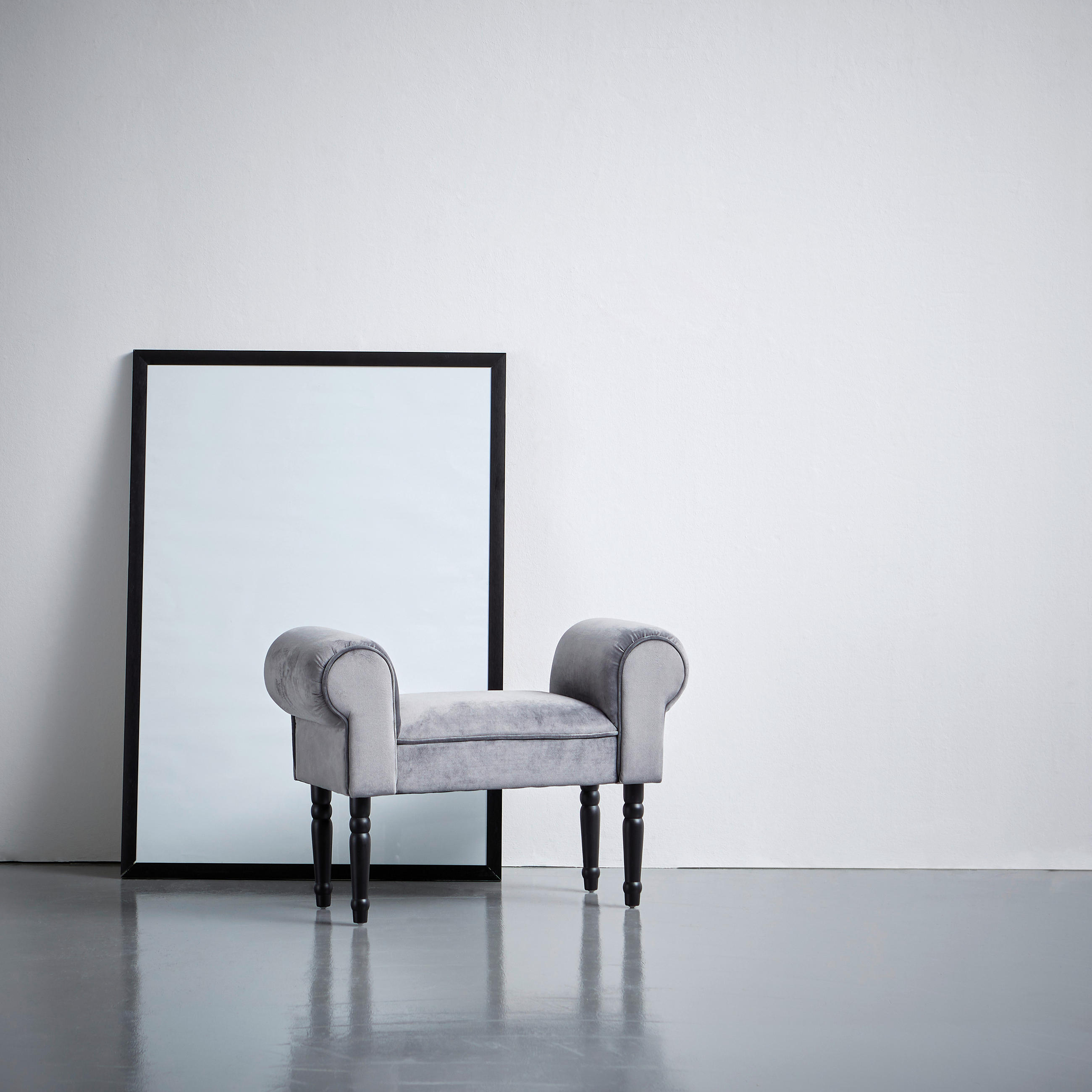 HOCKERHolz, Textil Grau, Schwarz  - Schwarz/Grau, Trend, Holz/Textil (76/54/30cm) - Xora