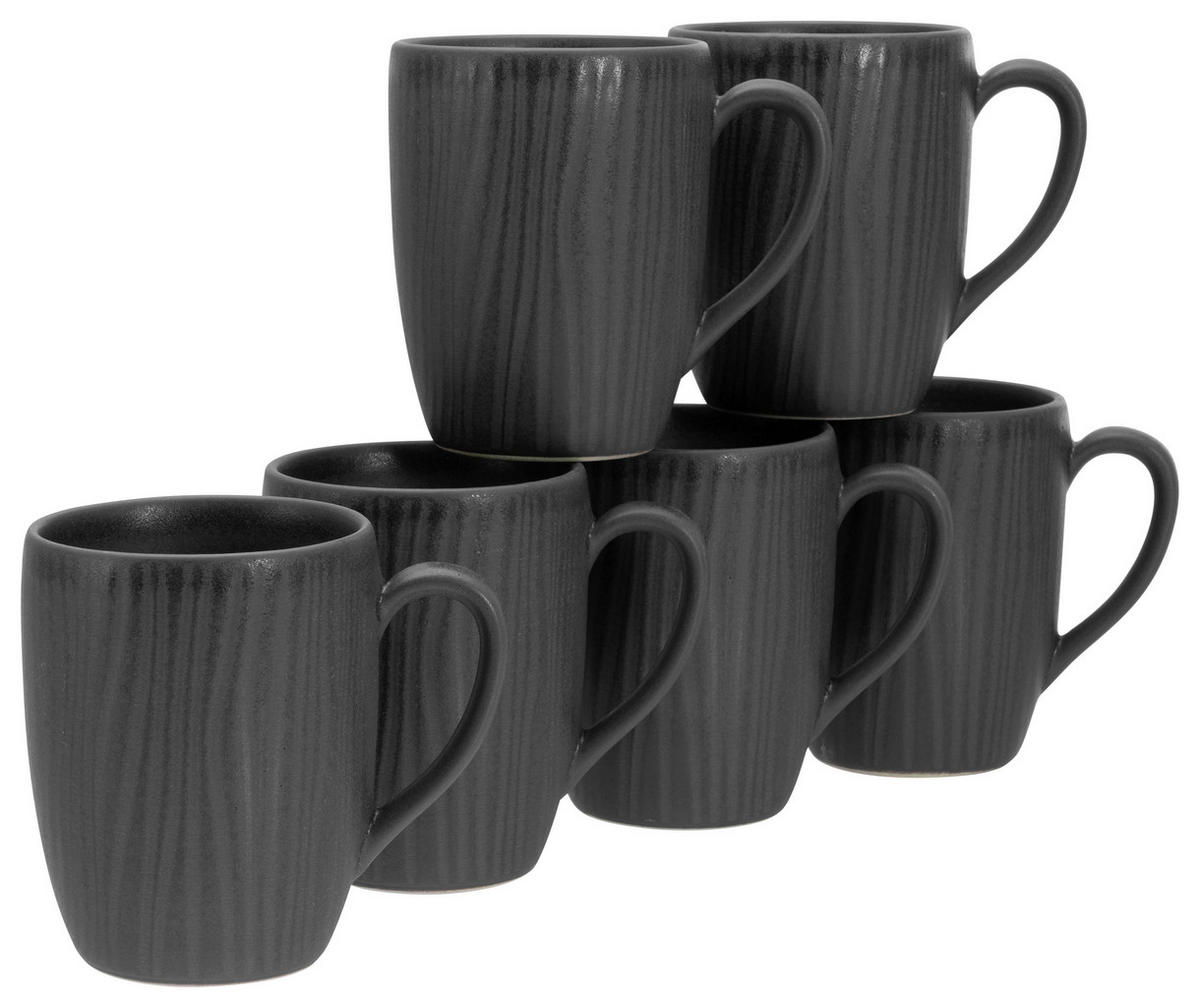 KAFFEEBECHERSET Vesuvio Black 6-teilig  - Schwarz, Basics, Keramik (0,3l) - Creatable