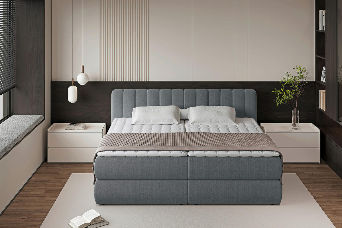 BOXSPRINGBETT 240/200 cm  in Anthrazit  - Anthrazit/Schwarz, Design, Kunststoff/Textil (240/200cm) - Chameo