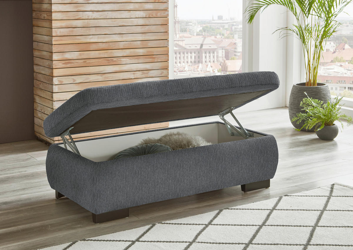 ECKSOFA in Flachgewebe Graubraun  - Graubraun/Schwarz, Design, Textil/Metall (174/297cm) - Beldomo Style