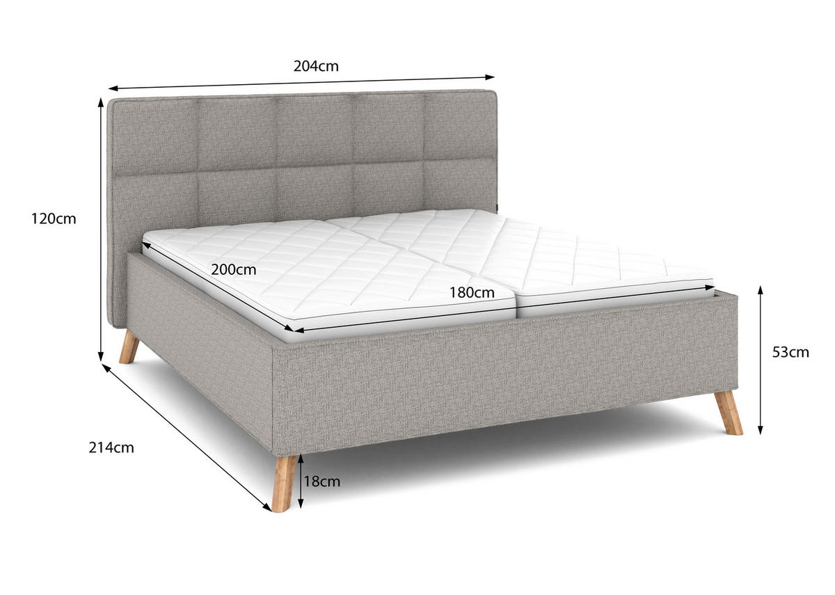 POLSTERBETT Bettkasten, motorische Verstellbarkeit, Fernbedienung, Lattenroste, Matratzen 180/200 cm  in Grau  - Schwarz/Weiß, KONVENTIONELL, Holz/Textil (180/200cm) - Musterring