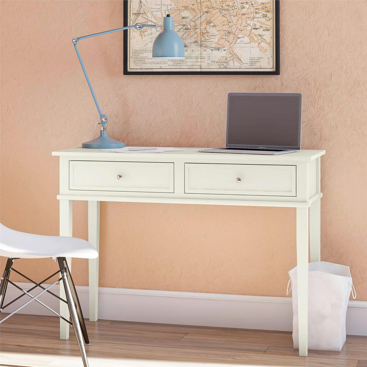 SCHREIBTISCH 89/75/45 cm  in Weiß  - Silberfarben/Weiß, Design, Holzwerkstoff/Metall (89/75/45cm) - MID.YOU