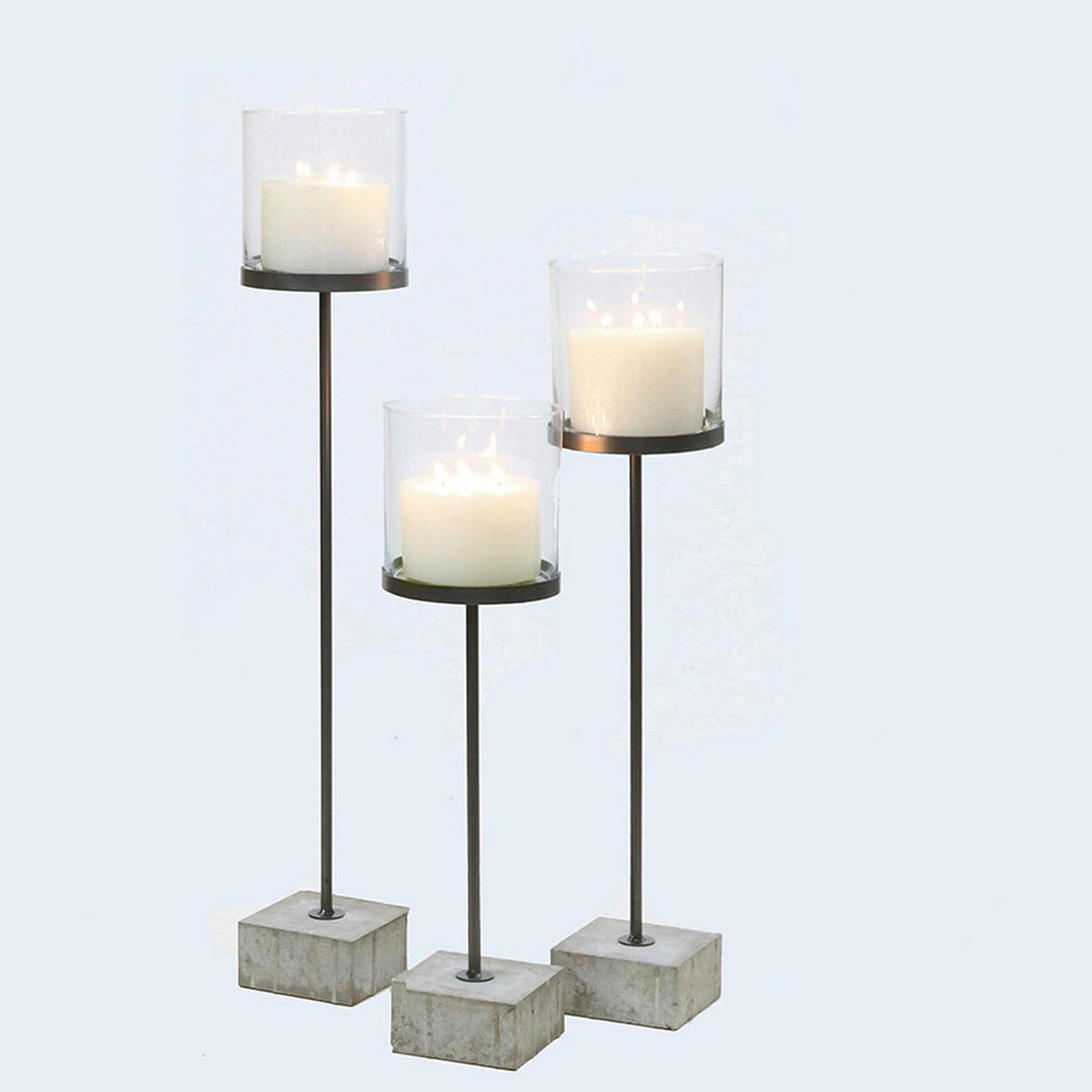 WINDLICHT - Grau, Basics, Glas/Stein (20/88cm) - Ambia Home