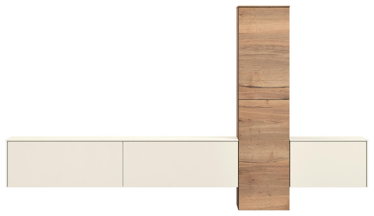 WOHNWAND  in Magnolie  282/160/37 cm  - Eichefarben/Magnolie, Design, Holzwerkstoff (282/160/37cm) - Celina Home