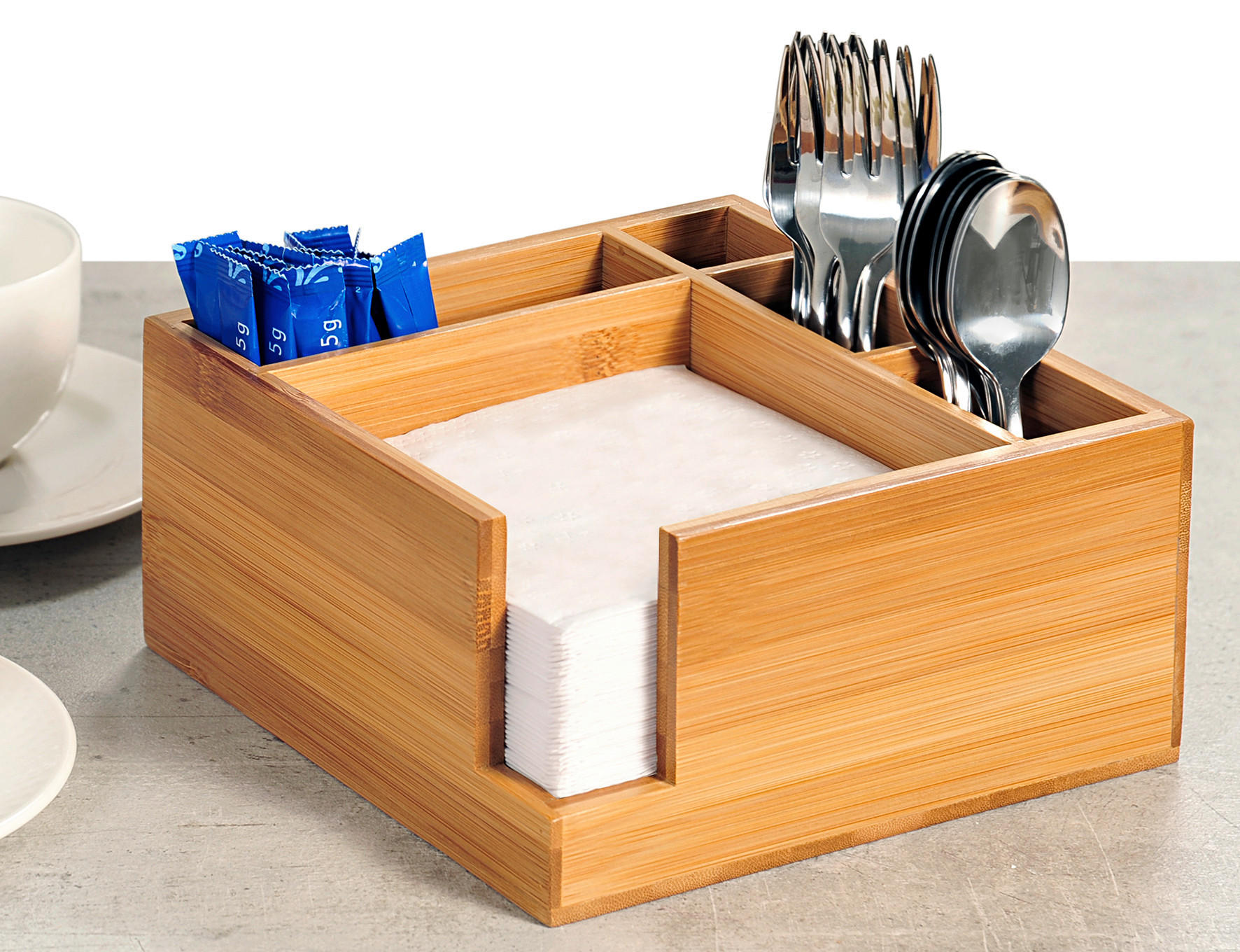 KUTIJA ZA PRIBOR ZA JELO - prirodna boja, Osnovno, drvo (18/18/9cm) - Kesper