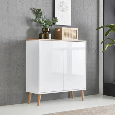 KOMMODE Mailand Typ 4 + HF  in 79/86/33 cm  - Weiß Hochglanz/Eiche Artisan, MODERN, Holz/Holzwerkstoff (79/86/33cm) - MID.YOU