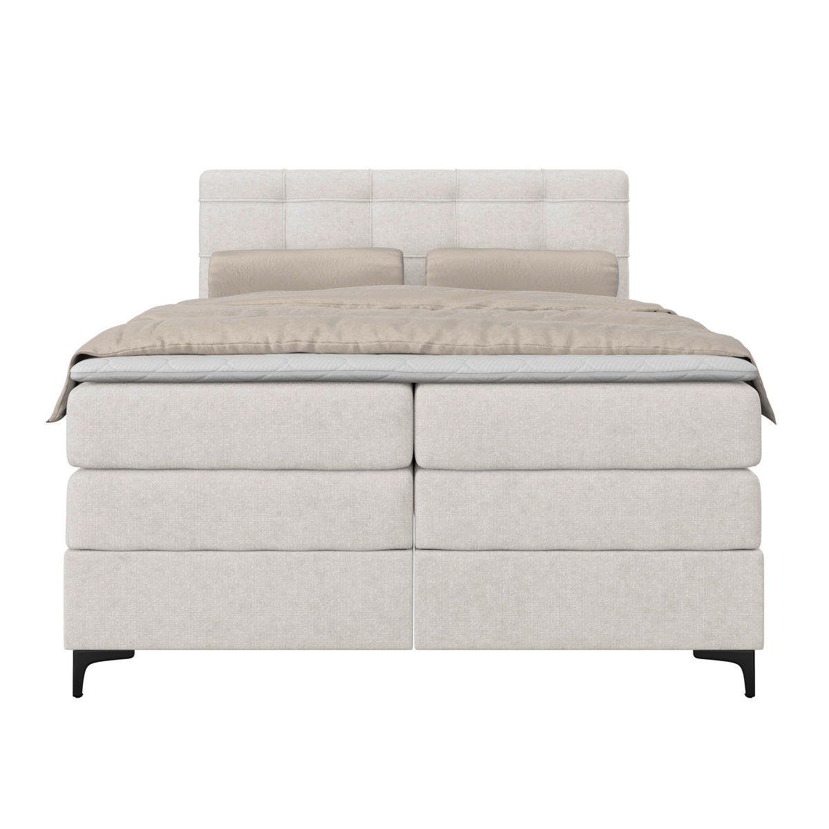BOXSPRINGBETT 140/200 cm,  in Beige, H3 = fest  - Beige/Schwarz, KONVENTIONELL, Kunststoff/Textil (140/200cm)
