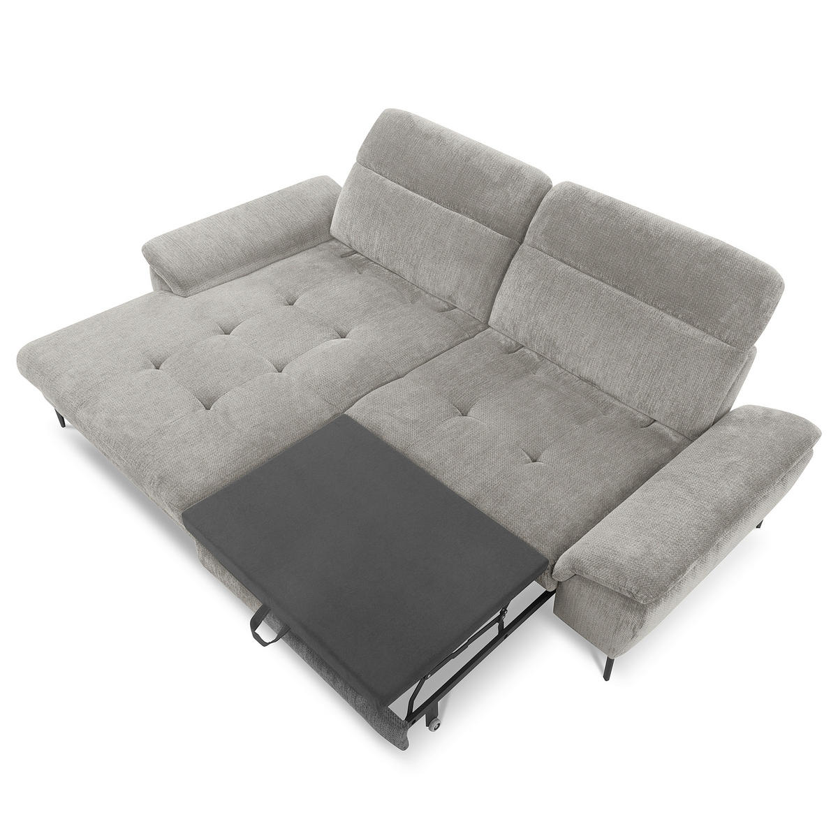 ECKSOFA  Webstoff Grau  - Schwarz/Grau, Design, Textil/Metall (195/268cm) - Livetastic
