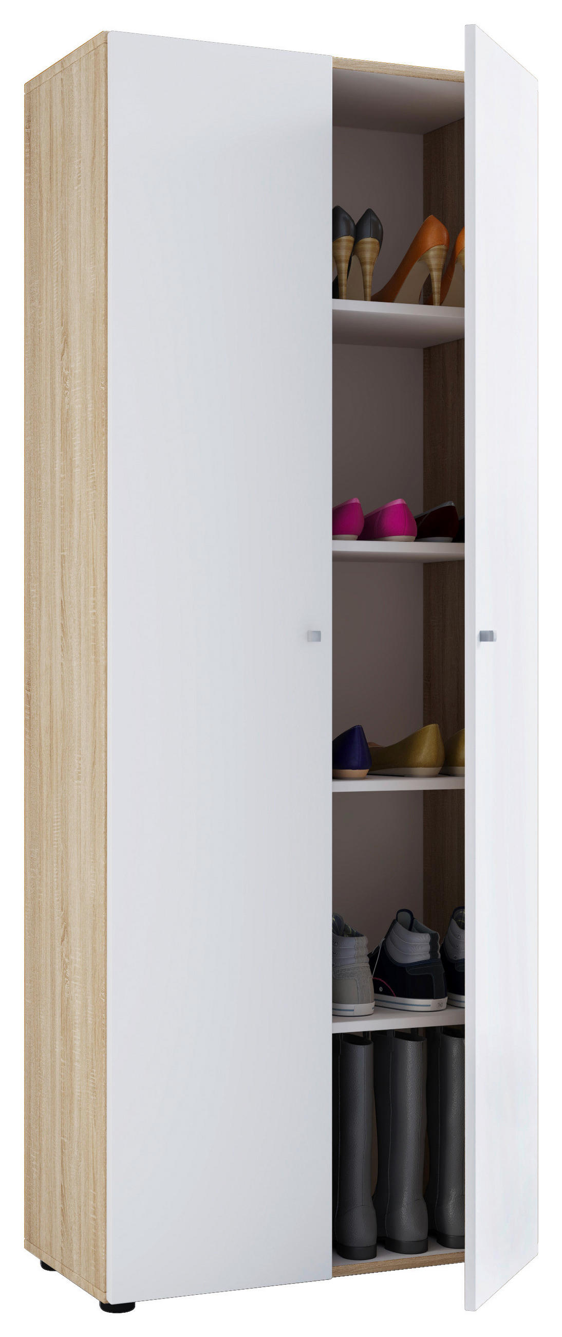 SCHUHSCHRANK Vandol in 71/180/39 cm - Weiss/Eichefarben, Design, Holzwerkstoff/Kunststoff (71/180/39cm) - MID.YOU