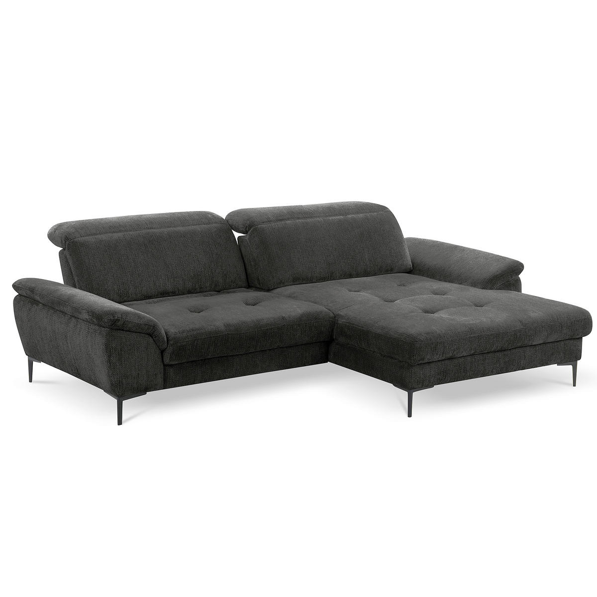 ECKSOFA  Webstoff Schwarz  - Schwarz, Design, Textil/Metall (268/195cm) - Livetastic