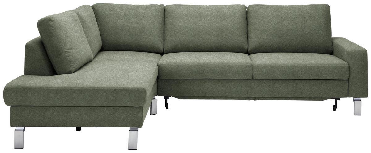 ECKSOFA  in Flachgewebe Olivgrün  200/276 cm  - Chromfarben/Olivgrün, Design, Textil/Metall (200/276cm) - Hom`in