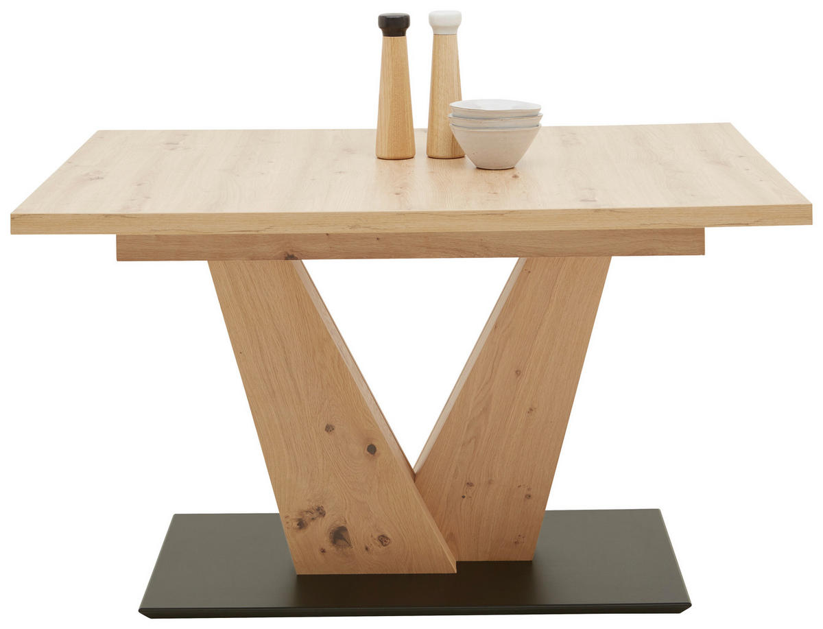 ESSTISCH in Holzwerkstoff 130-178/90/75 cm  - Eichefarben/Schwarz, Design, Holzwerkstoff (130-178/90/75cm) - Dieter Knoll
