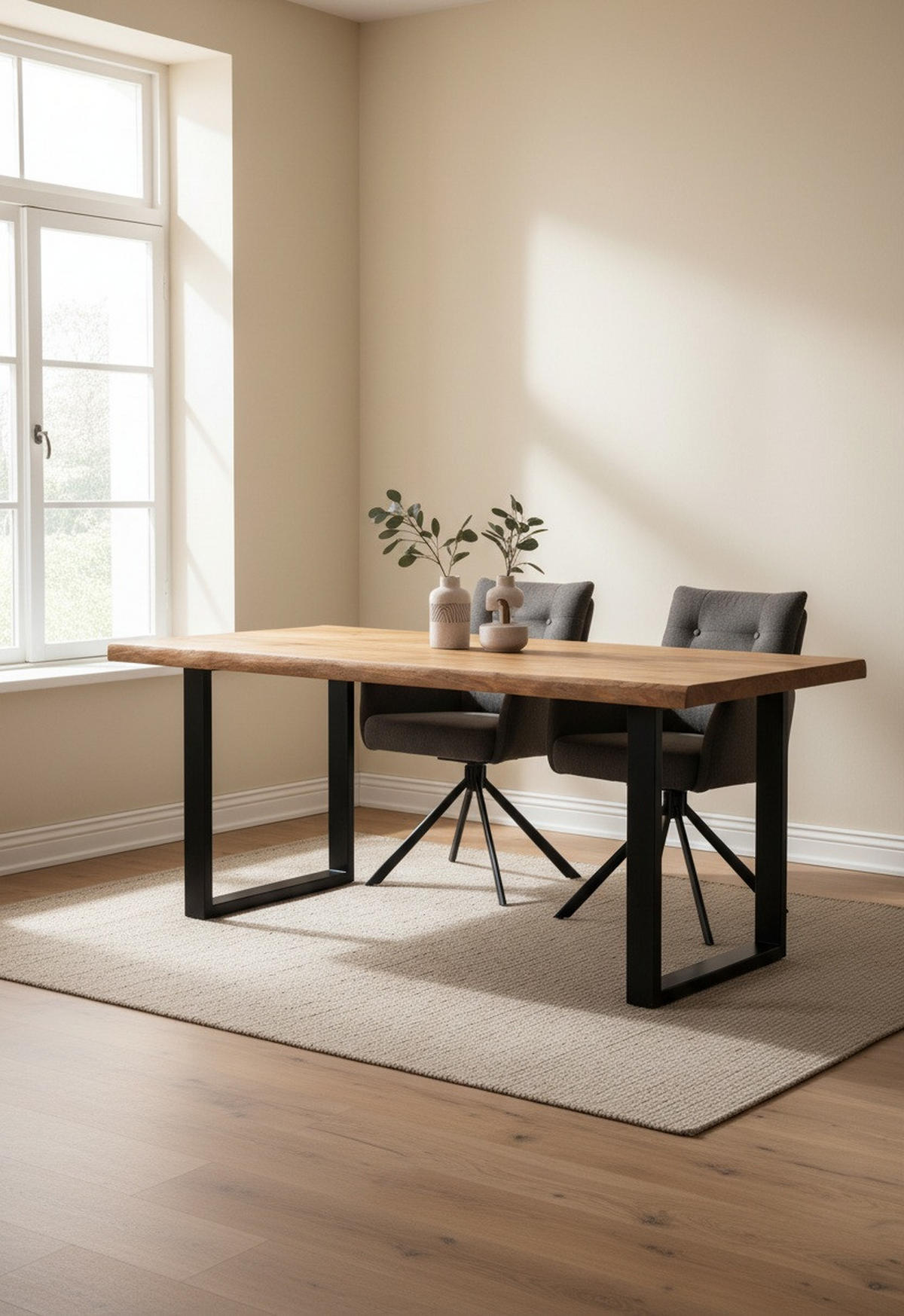 Armlehnstuhl Lina anthrazit  in Eisen  - Dunkelgrau/Anthrazit, KONVENTIONELL, Textil/Metall (60/95/67cm) - MID.YOU