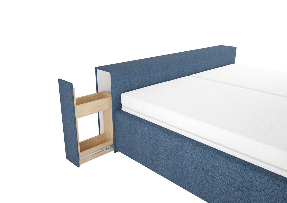 KÁRPITOZOTT ÁGY 180/200 cm  sötétkék  - sötétkék/natúr színű, Modern, műanyag/textil (180/200cm) - Cantus
