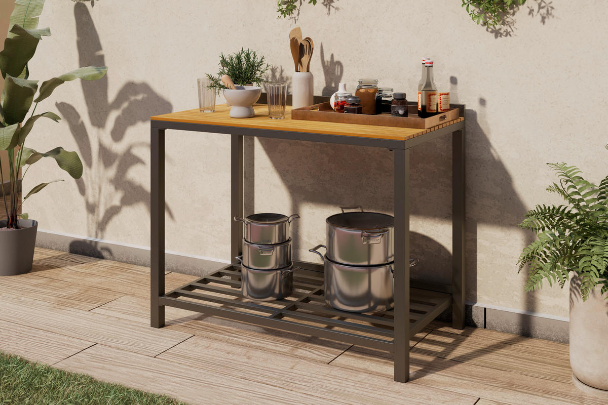 OUTDOORKÜCHE  - Anthrazit/Naturfarben, MODERN, Kunststoff/Metall (110/90/61cm) - Ambia Garden